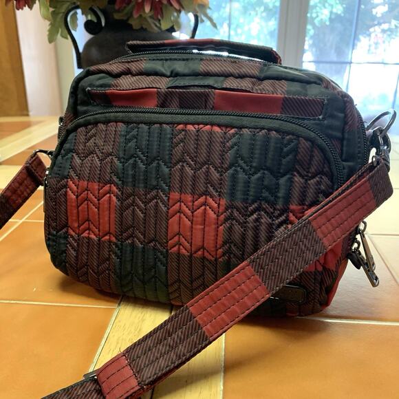 LUG Black & Red Buffalo Plaid Nylon MINI RANGER Crossbody Organizer - Picture 15 of 16
